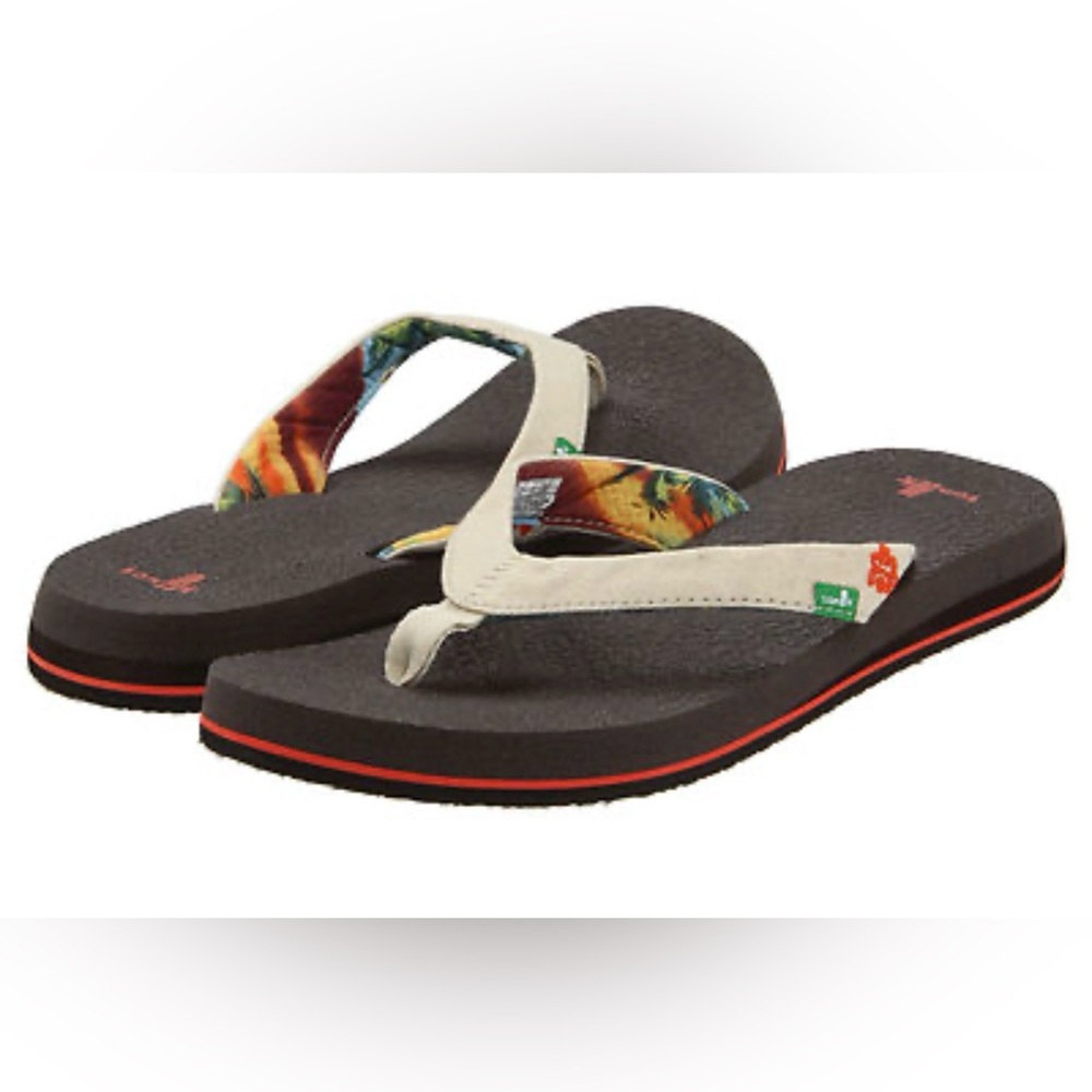 SANUK Men's Size W Brown/Tan Flip Flop Sandals Beach Pool Lounge